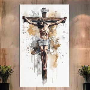 Crucifixion of Jesus Christ Canvas Print | Large Christian Wall Art | Religious Decor for Home | Spiritual Artwork | Faithful Gift md420