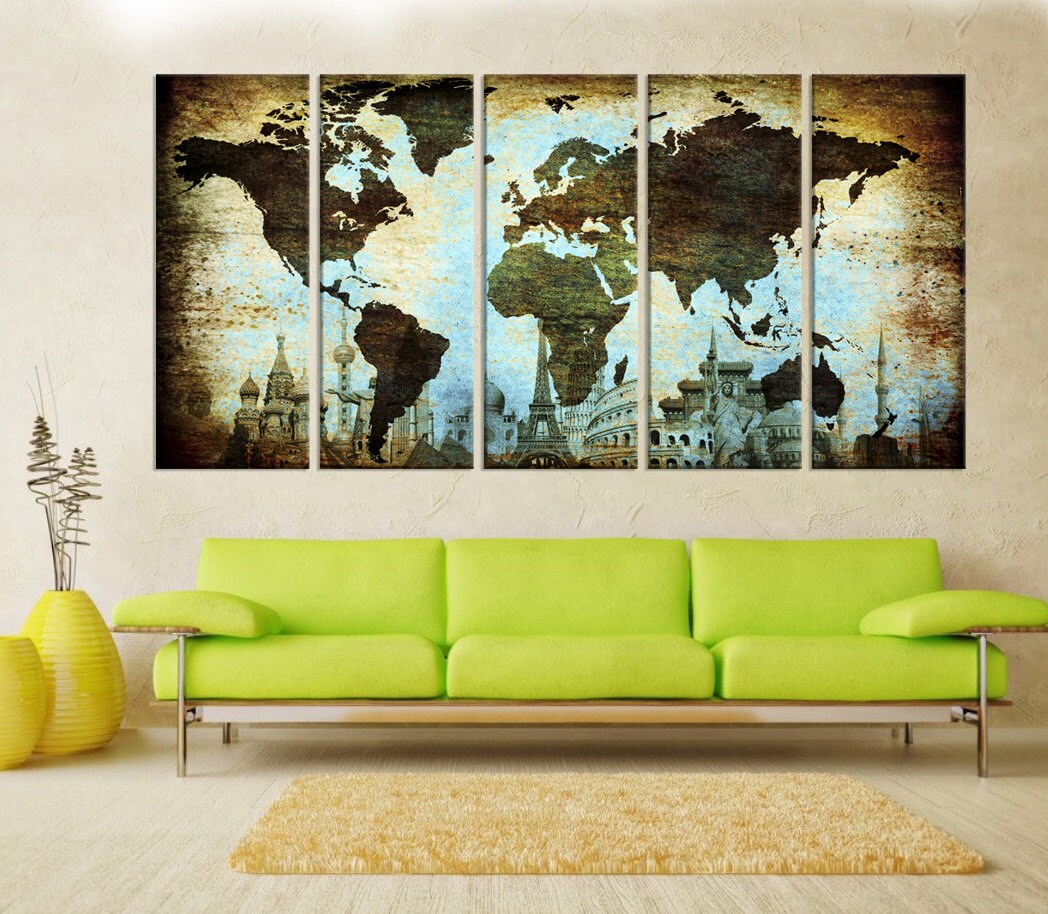 Pastel World Map Art: Canvas Prints, Frames & Posters