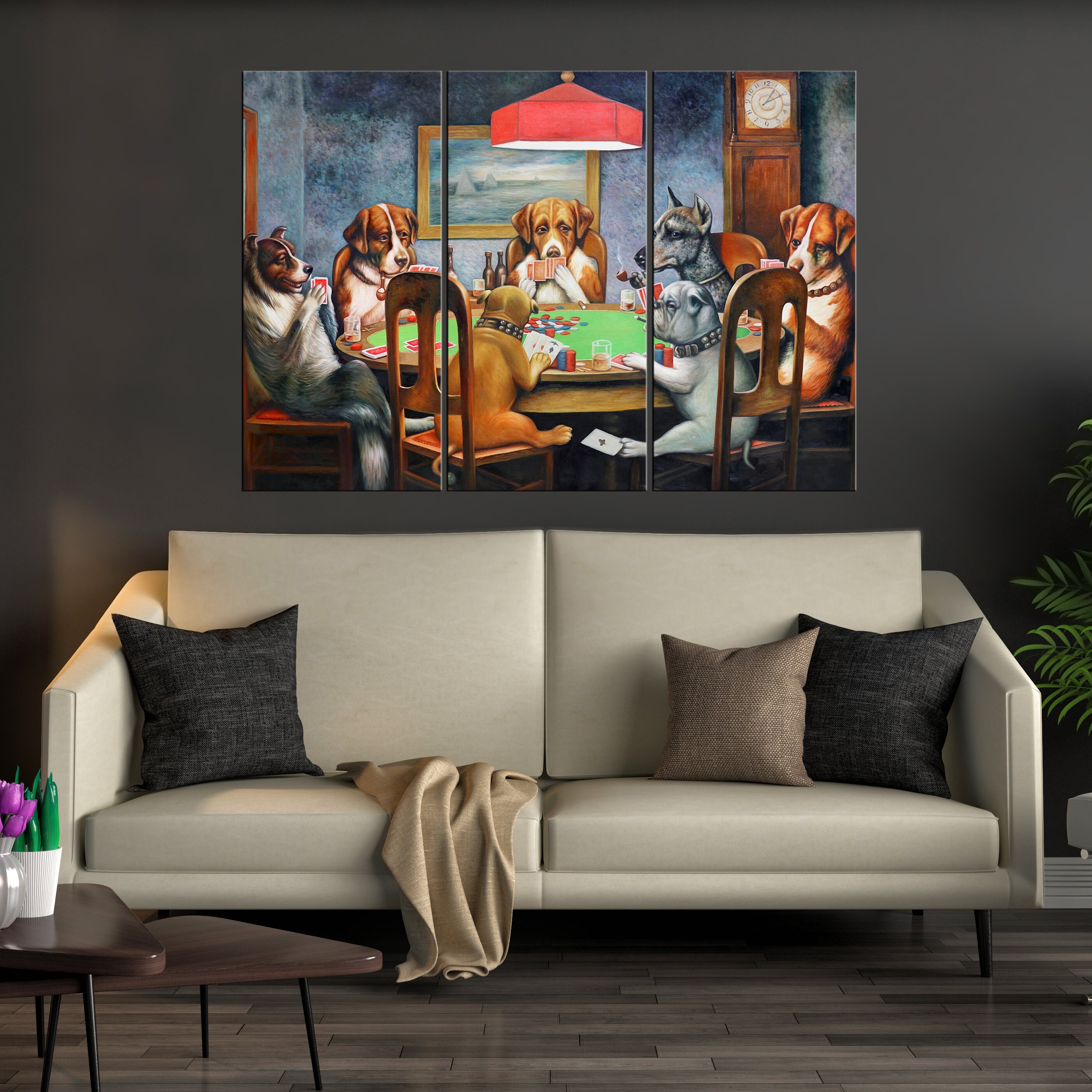 Dogs Playing Poker Wall Art Dogs Playing Poker Canvas Print Etsy