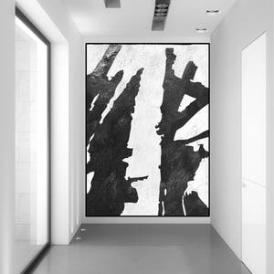 extra large wall art, original abstract painting, black and white wall art painting, extra large canvas art, Contemporary Painting image 2