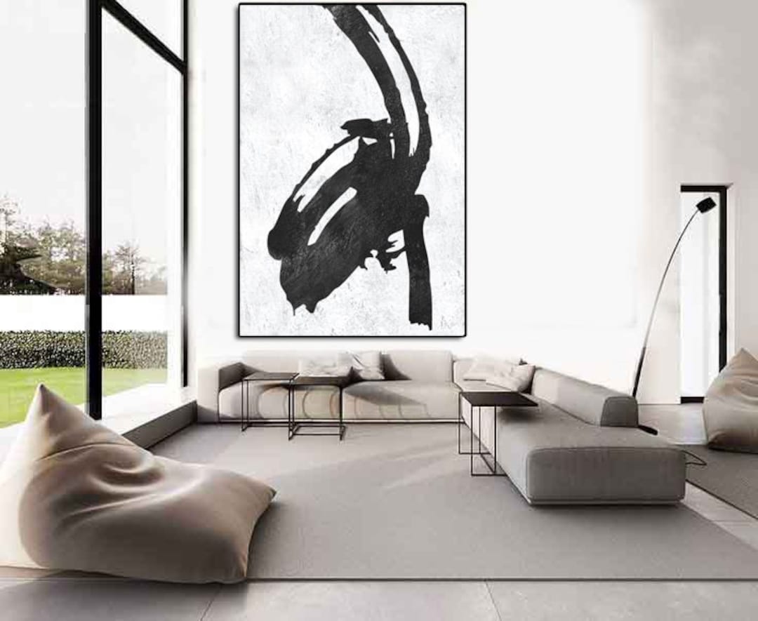 Black and White Wall Art Canvas Abstract Extra Large Original Painting ...