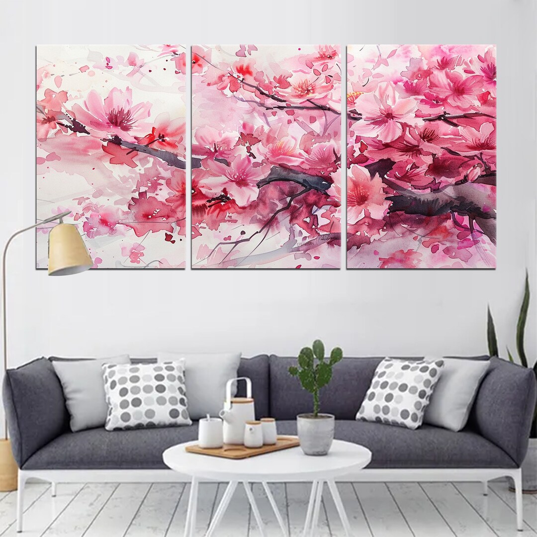 Framed Cherry Blossom Canvas Print- Beautiful Pink Floral Wall Art ...