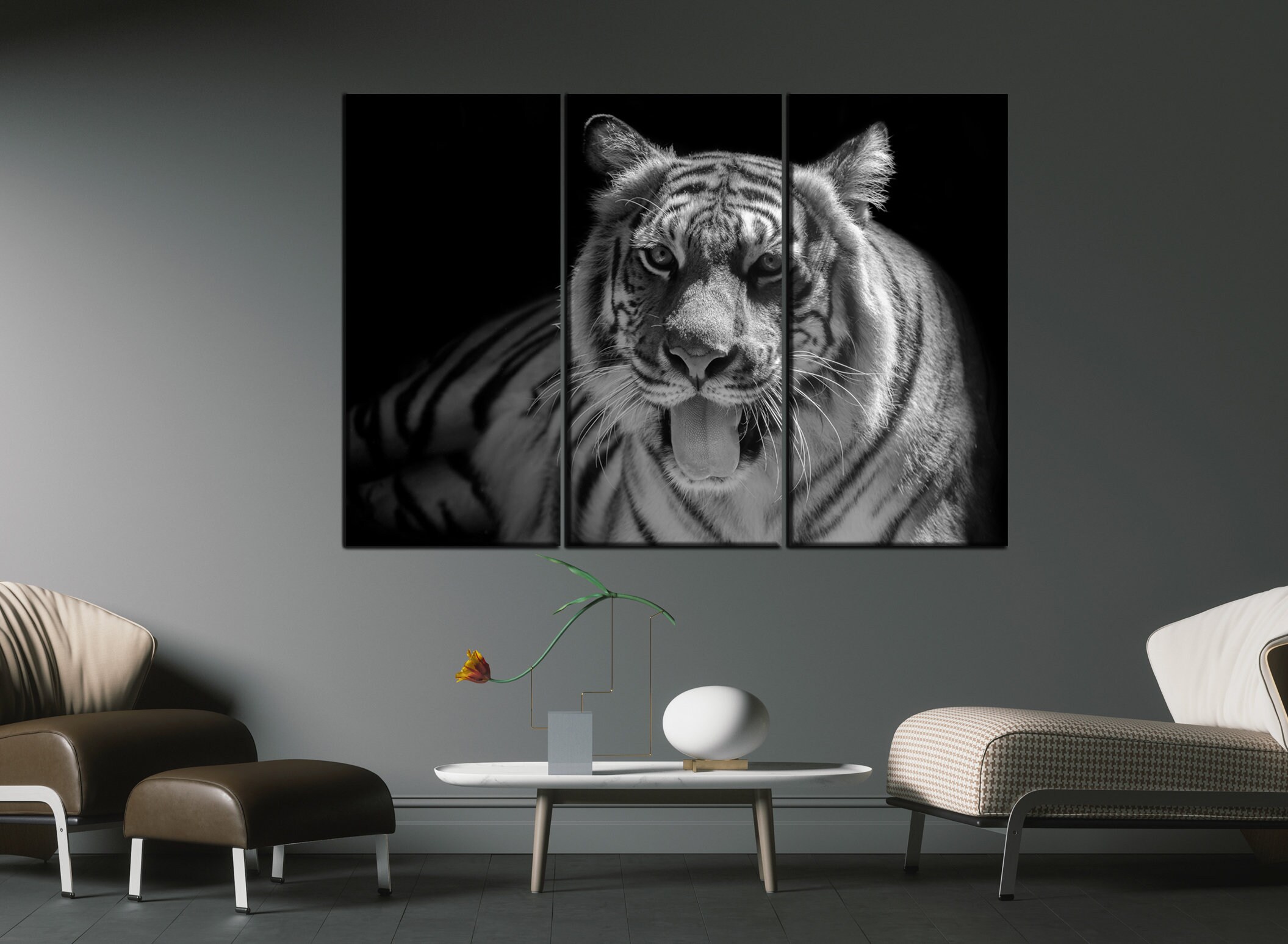 Tiger Wall Art black and whiteTiger Wall Decor Tiger Canvas Etsy