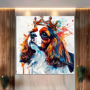 Royal Cavalier King Charles Spaniel Canvas Print – Vibrant Abstract Dog Portrait Art for Pet Lovers and Modern Home Decor md280