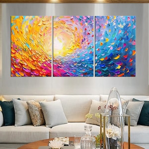 Vibrant Abstract Swirl Canvas Print | Colorful Textured Wall Art | Extra Large Modern Art for Living Room or Office Decor md69