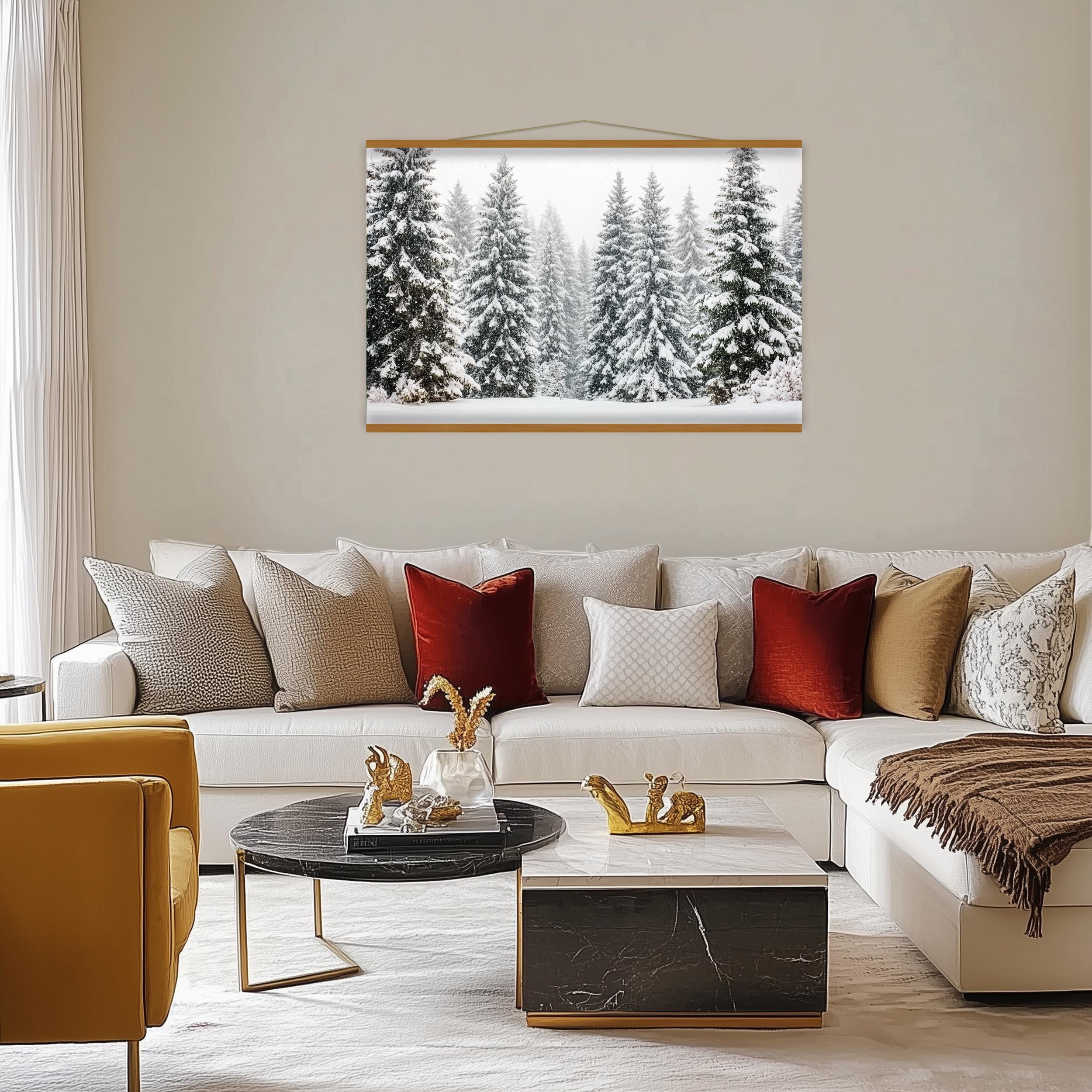 Snow-covered Pine Forest Winter Landscape | Oversized Wall Art Canvas ...