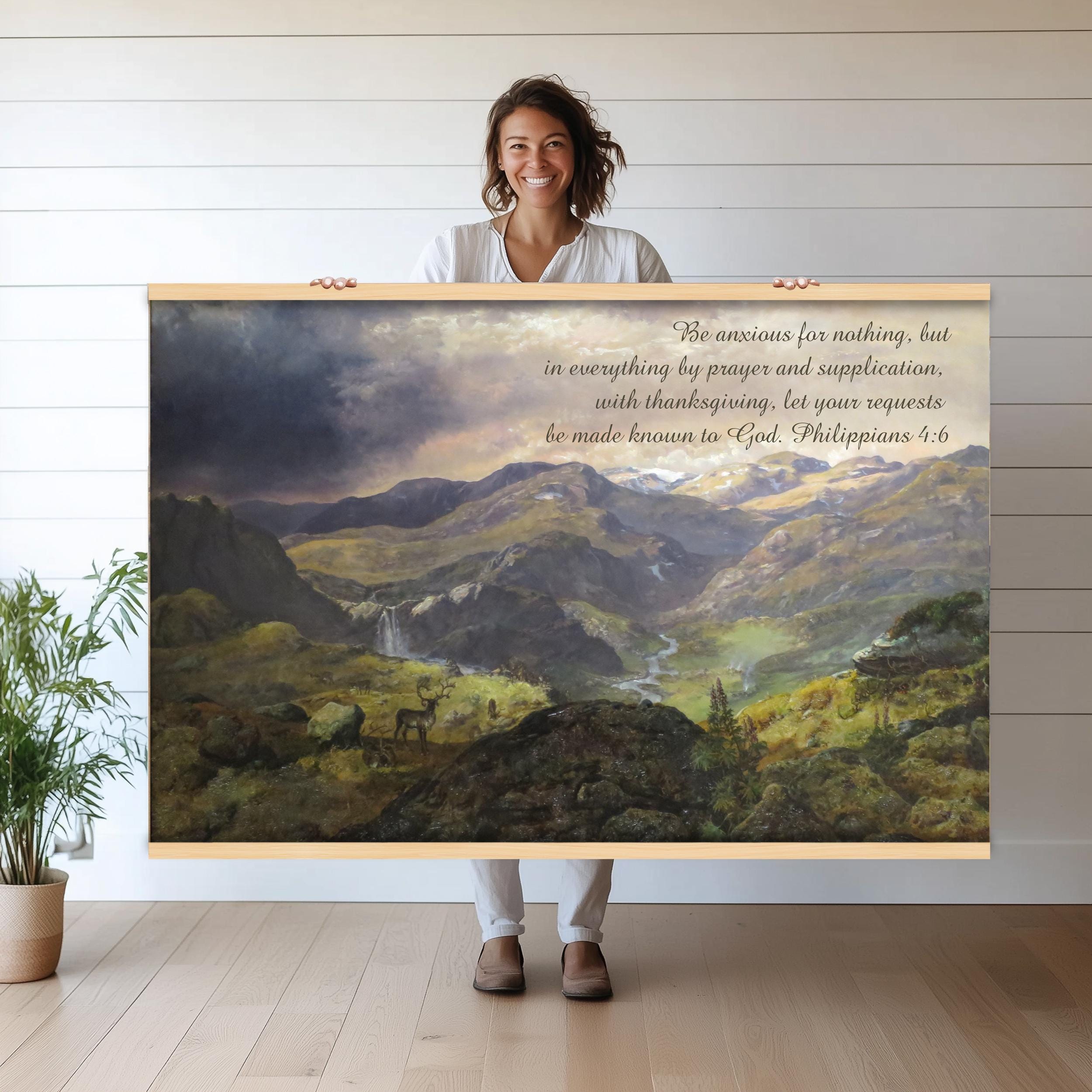 Mountain Landscape Bible Verse Art | Christian Wall Hanging Tapestry ...