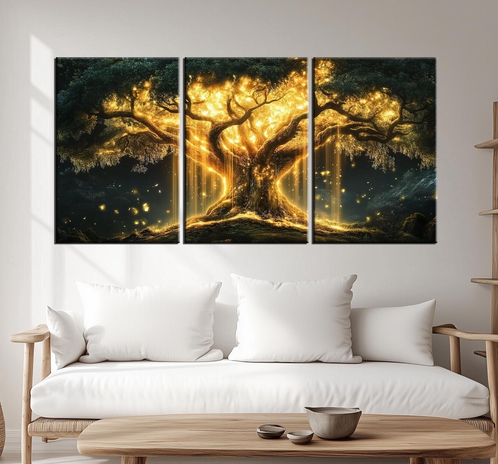 Yggdrasil Tree of Life Canvas Print | Mystical Glowing Tree Wall Art ...