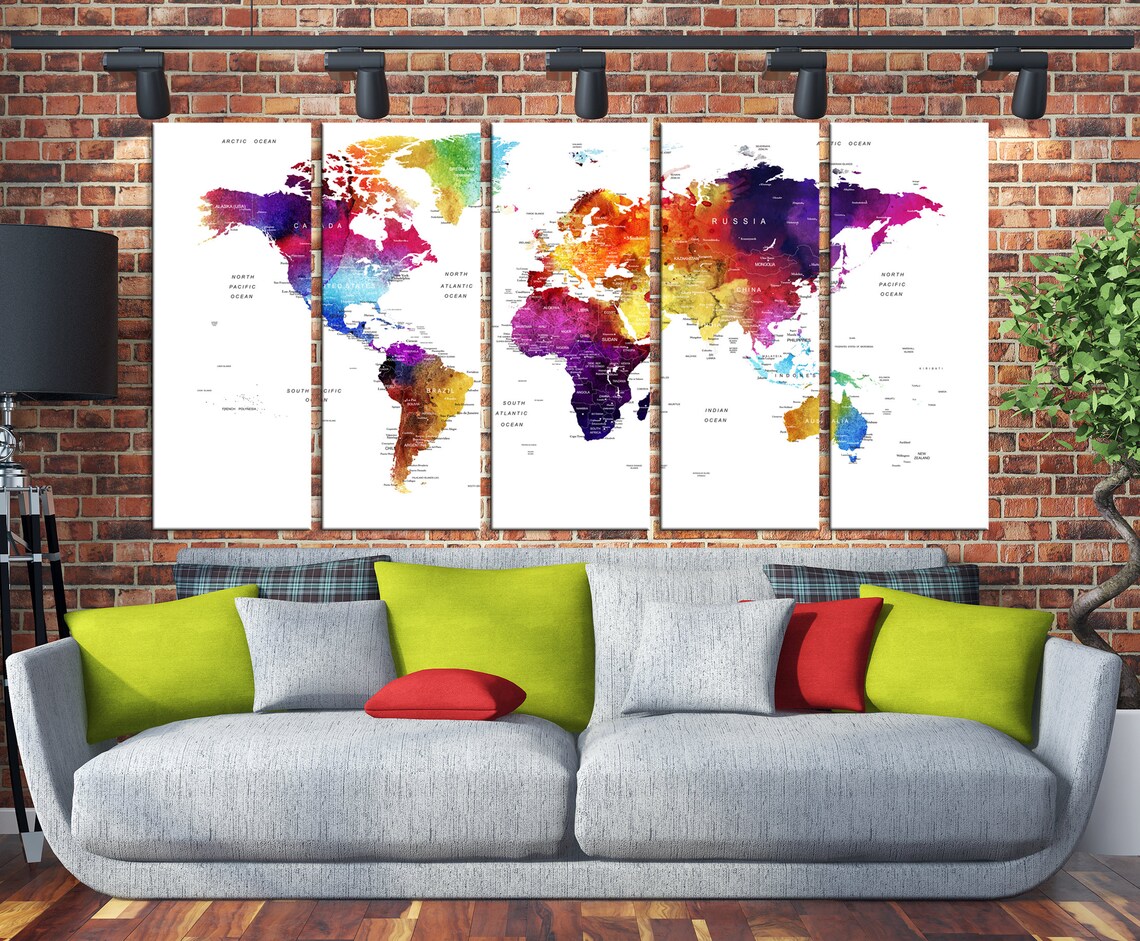 Large Map Canvas Art World Map for wall World Map canvas  Etsy