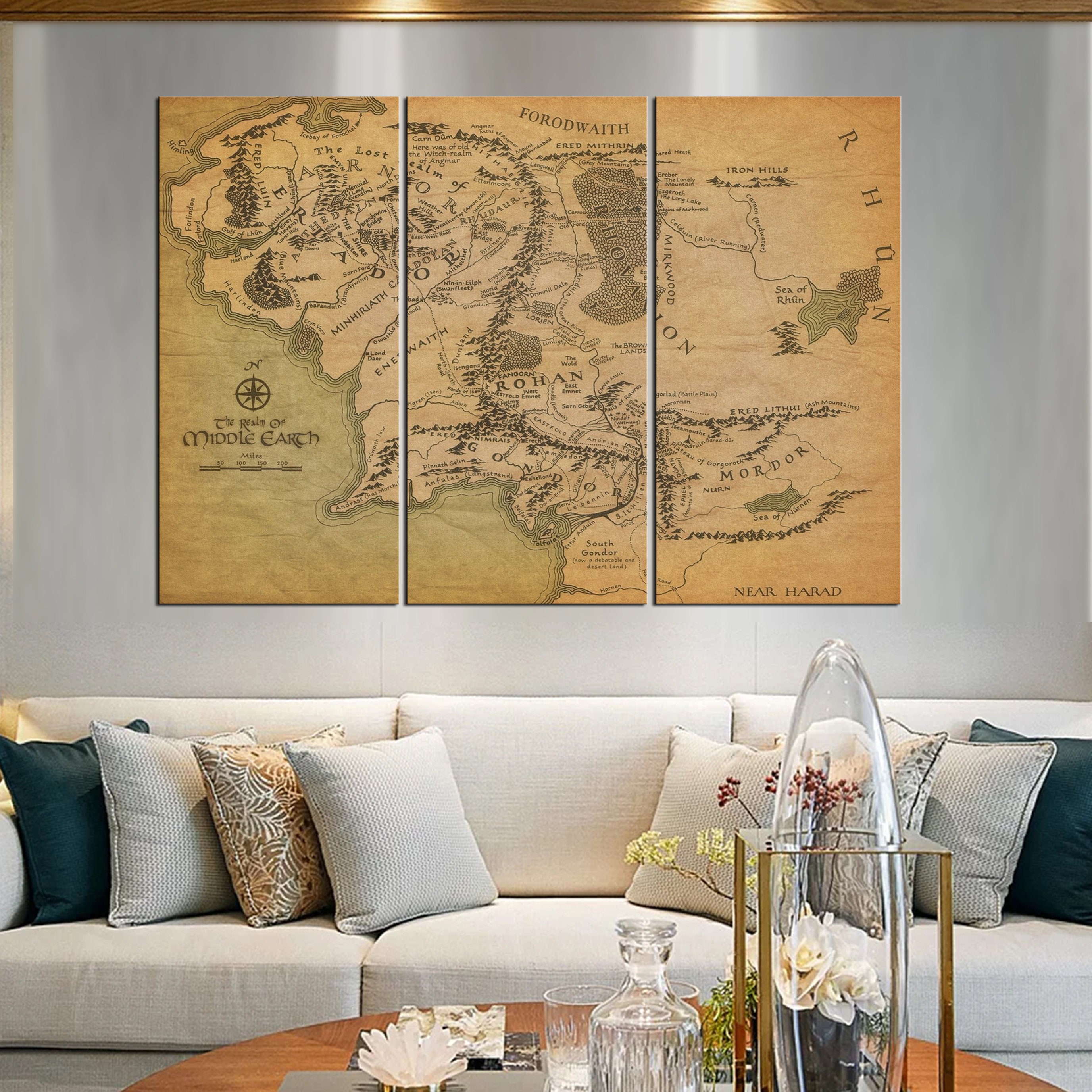 Epic Middle Earth Map Canvas | Lord of the Rings Wall Art | Extra