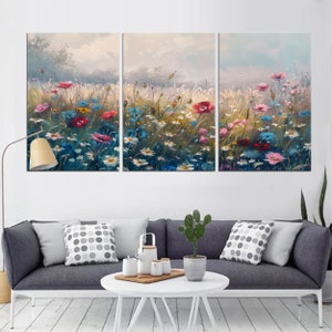 Watercolor Wildflower Garden Canvas Print - Floral Wall Art Decor, Vibrant Meadow Flower Painting, Nature-Inspired Home Decoration md133