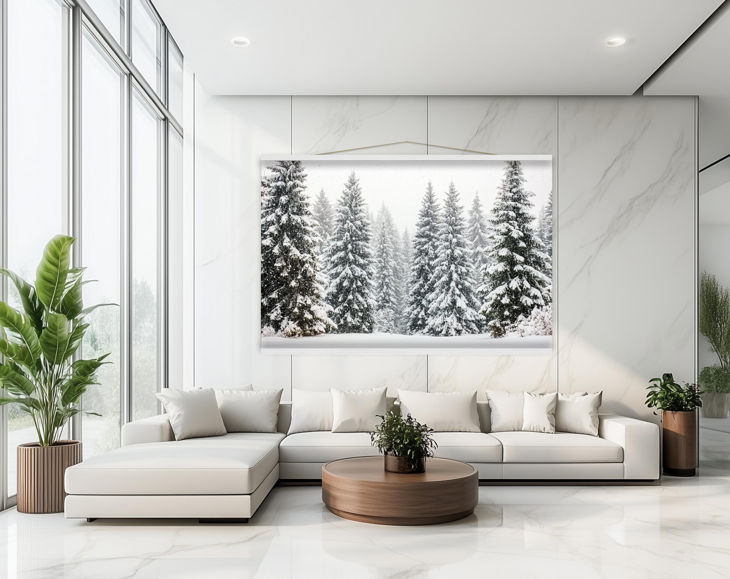 Snow-covered Pine Forest Winter Landscape | Oversized Wall Art Canvas ...