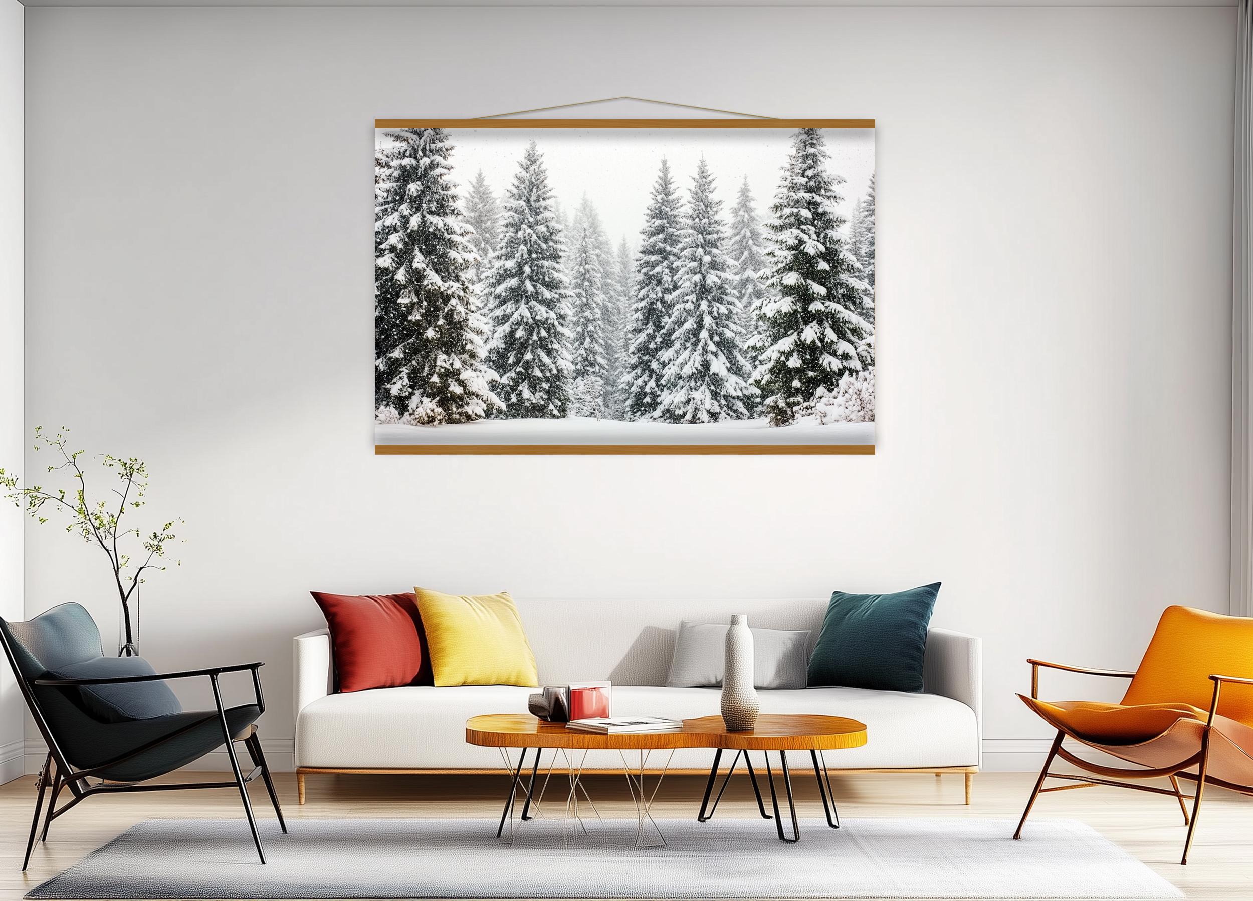 Snow-covered Pine Forest Winter Landscape | Oversized Wall Art Canvas ...
