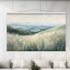 Rolling Hills and Meadows | Tranquil Landscape Tapestry | Pastoral Wall Hanging Art | Rolling Meadows Wall Decor | Tapestry Wall Art hn31