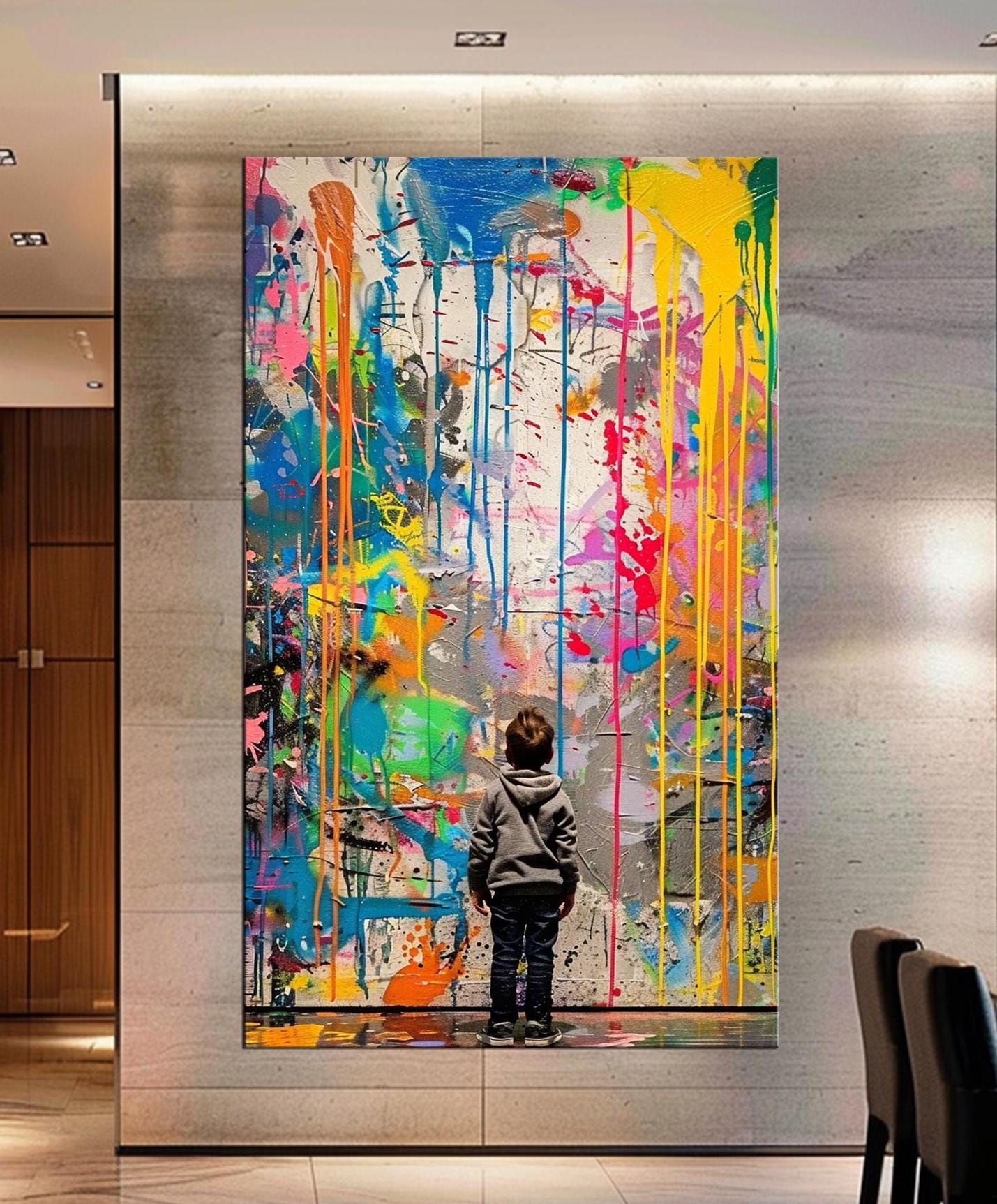 Abstract Colorful Graffiti Art Canvas | Large Modern Wall Art for Kids Room | Urban Splash Art Print for Living Room and Office m441