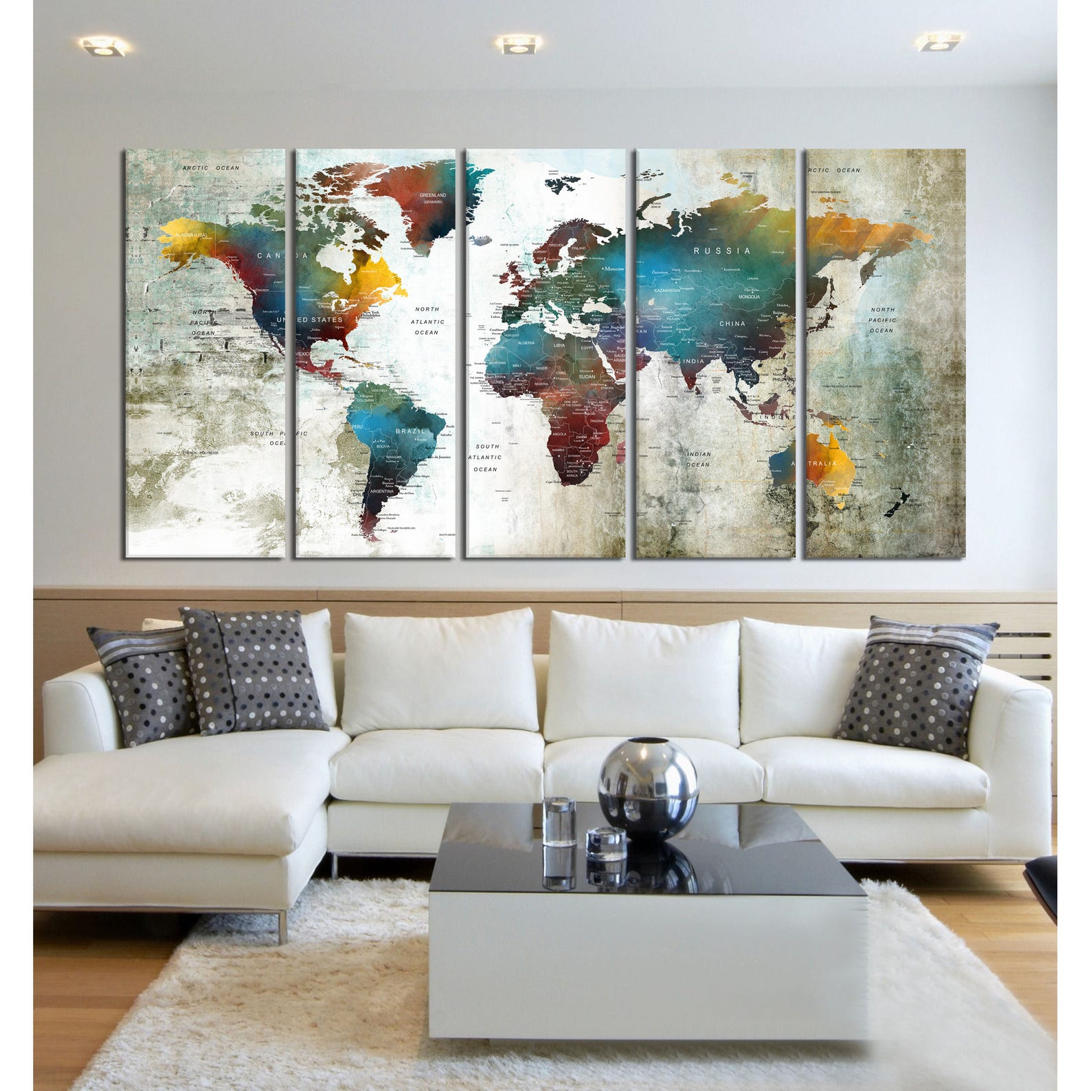 Large Push Pin World Map Wall Art Canvas Print Large Wall Art ...