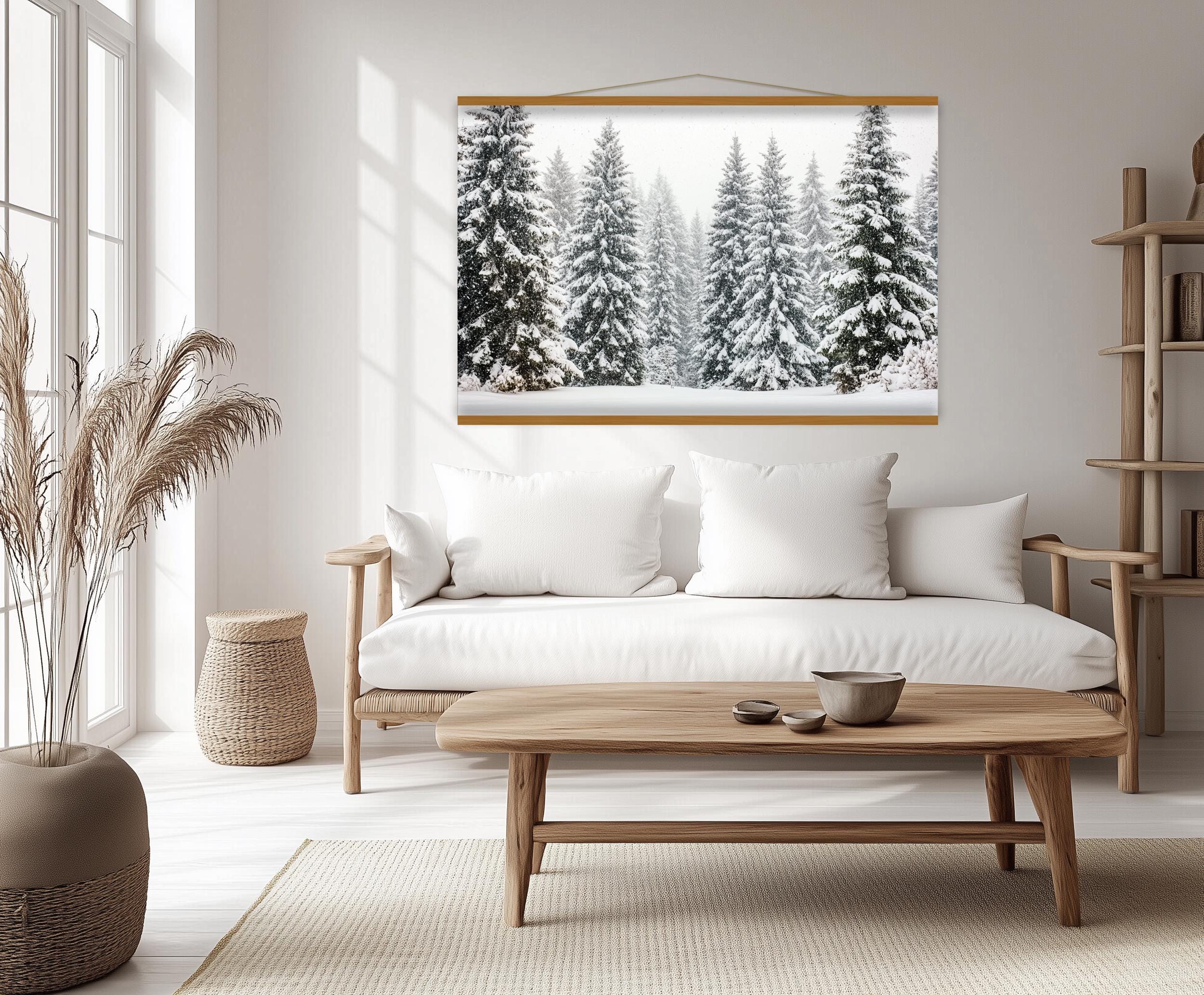 Snow-covered Pine Forest Winter Landscape | Oversized Wall Art Canvas ...
