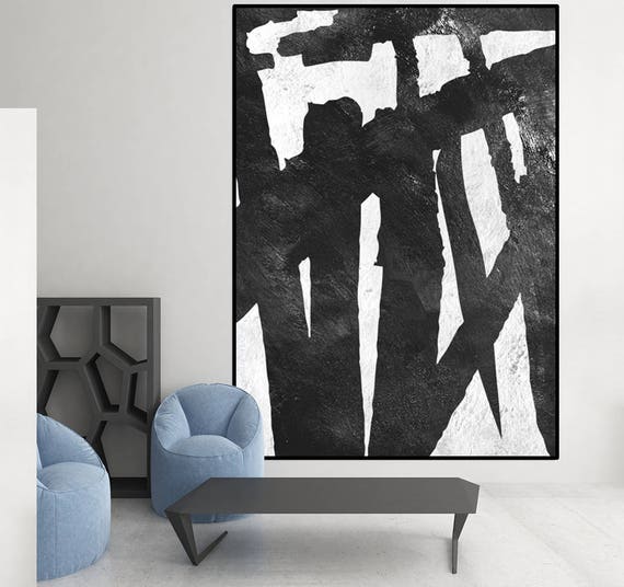 Black and White Wall Art Original Abstract Paintings on | Etsy
