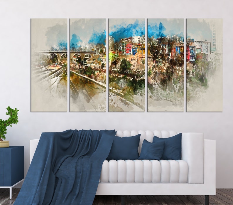 watercolor print Large wall art abstract art print colorful wall decal watercolor wall art ab28 Abstract city wall art canvas print
