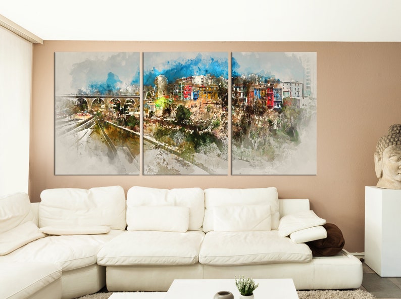 watercolor print Large wall art abstract art print colorful wall decal watercolor wall art ab28 Abstract city wall art canvas print