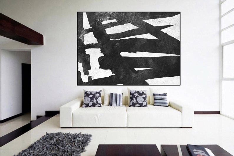 Black and White Wall Art Original Abstract Paintings on - Etsy