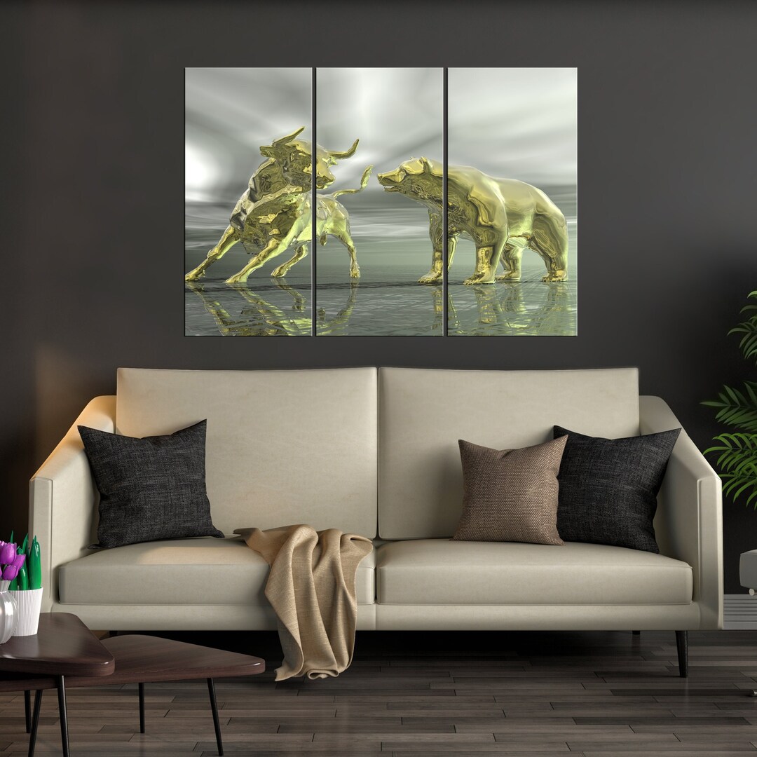 Bear and Bull Art Bear and Bull Canvas Bear and Bull Stock Etsy