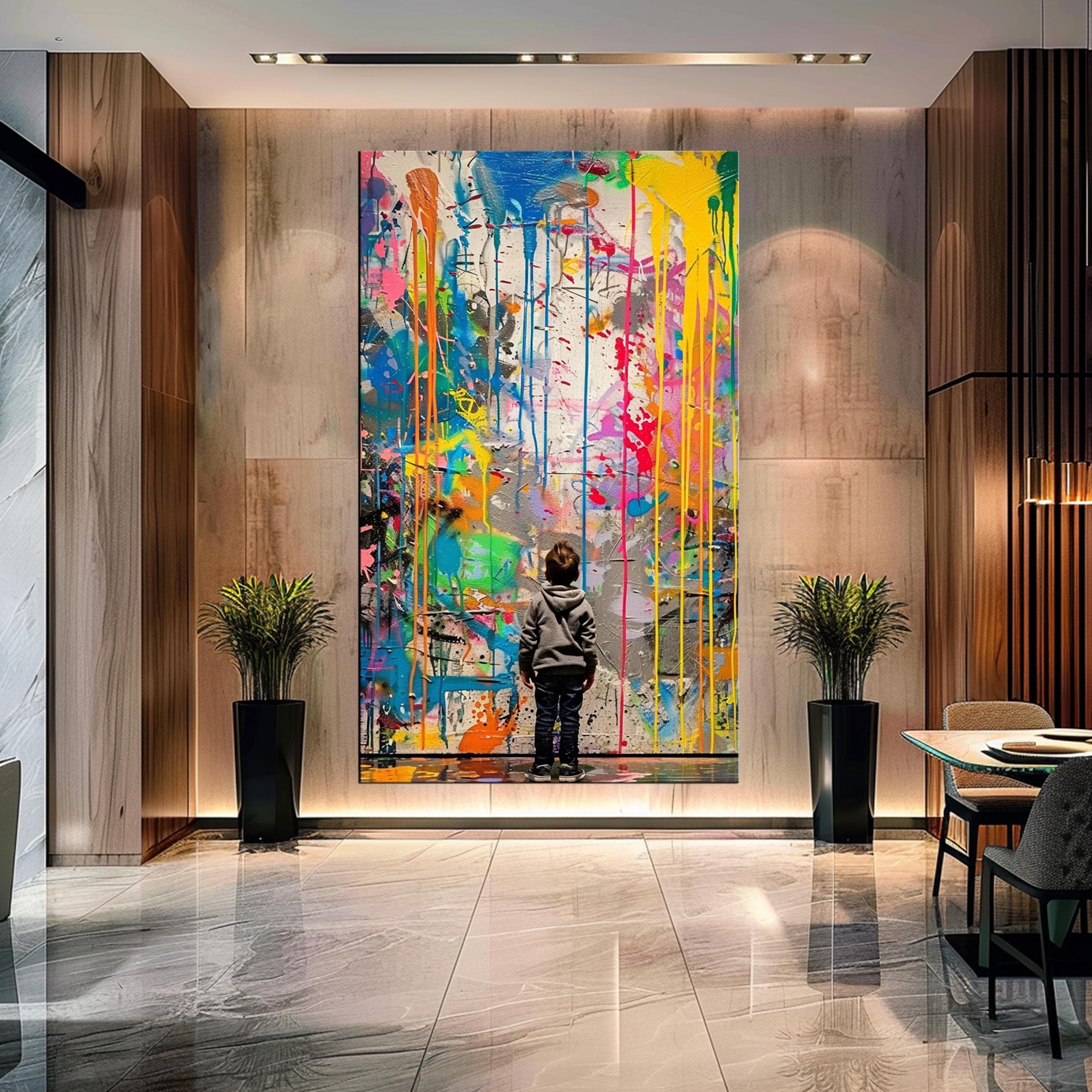Abstract Colorful Graffiti Art Canvas | Large Modern Wall Art for Kids ...
