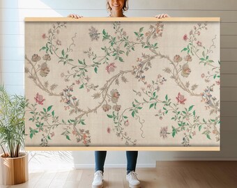 Vintage botanische wandtapijten, muurdecoratie met Franse landelijke bloemen, cottagecore-behangstijldecor hn398