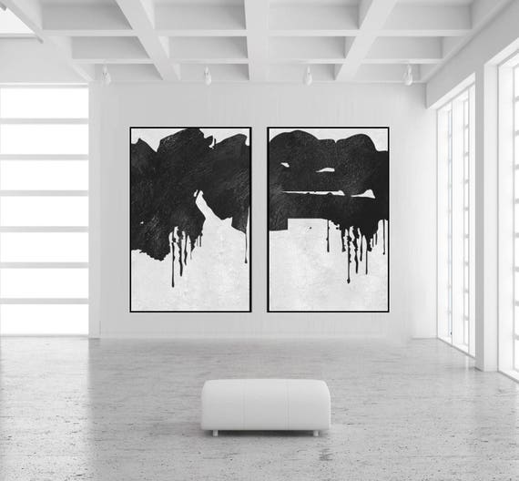 Extra Large Acrylic Painting On Canvas,Oversized Minimal Black And White  Painting,Acrylic Painting On Canvas #