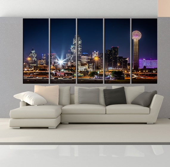 Dallas Skyline Wall Art Canvas Extra Large Wall Art Large Etsy