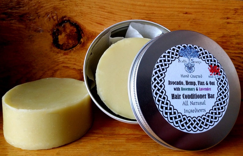Solid Conditioner Bar with Avocado Hemp Flax & Oats. The Best Natural Shampoo (and Conditioner) in Wales by a Hopeful Home.