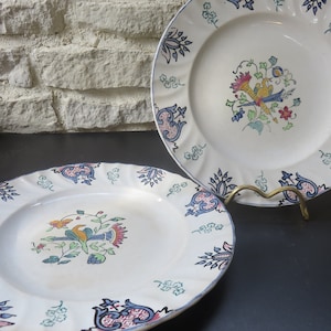 Lot of Two Longwy Plates, Old Rouen, Model 243, France, 1950s