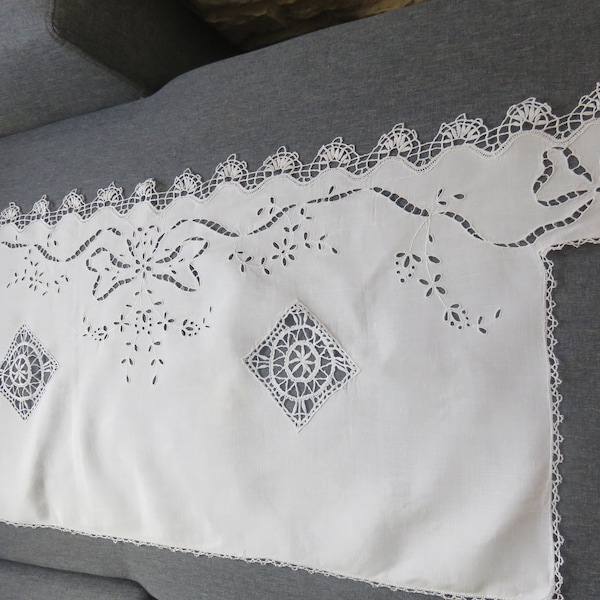 Old Doily For Sofa Headboard, Richelieu Embroidery, 1940s