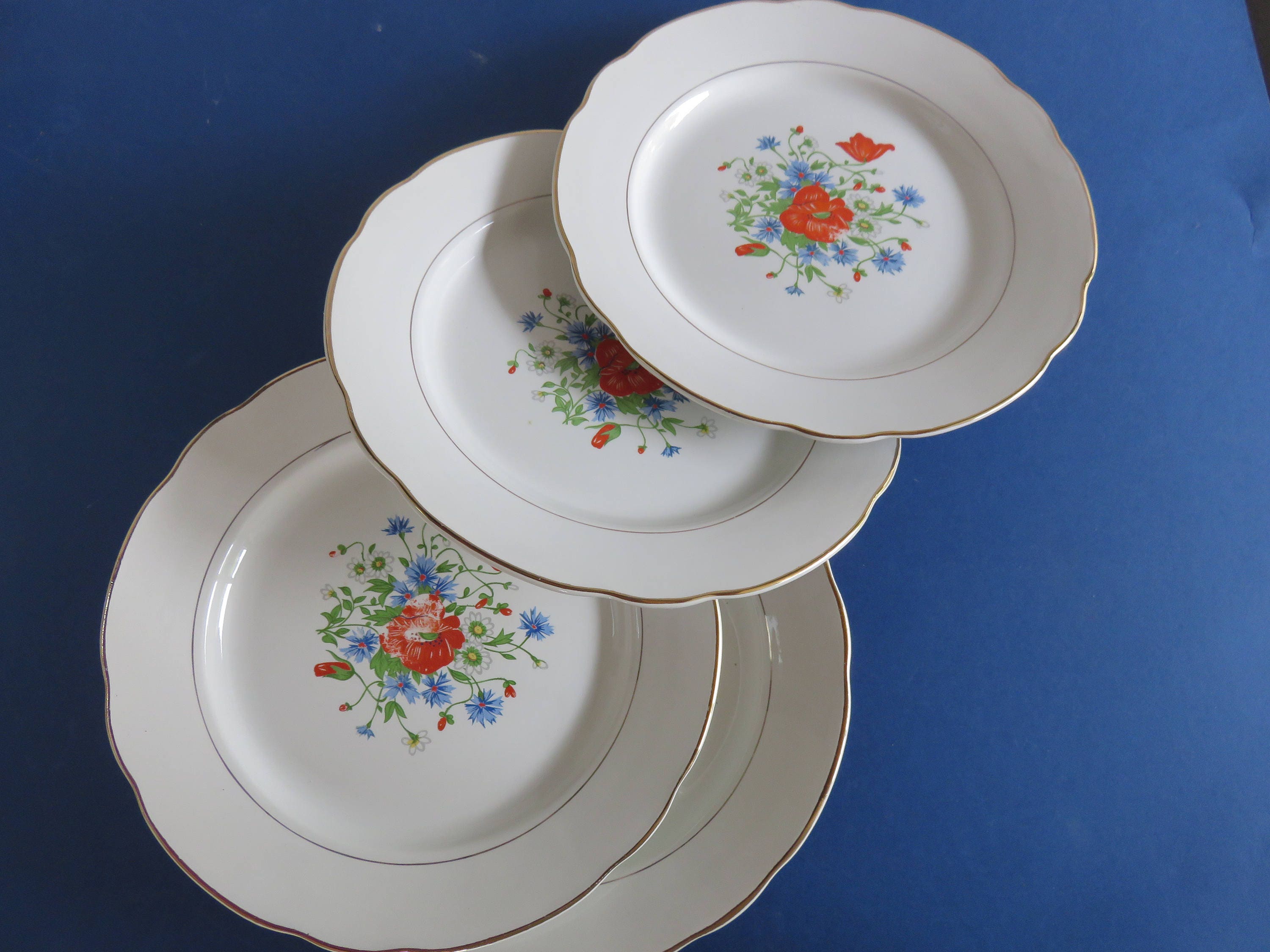 Ancien Digoin , Sarreguemines 60' Lot de 4 Assiettes Plates Du Beau Modèle Lannion 1 Lot Disponibles