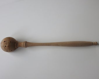 Antique French Olive Wood Ladle, 1960s