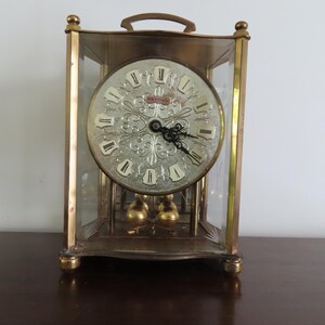 Hettich Mantel Clock, Table Clock, Germany, Bronze and Glass