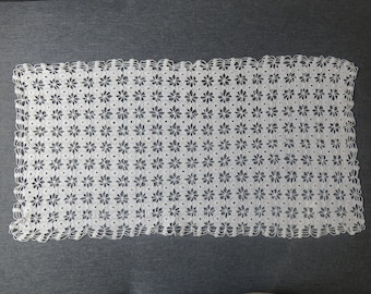 Old Rectangular Placemat From Yesteryear in White Color, or, Table Runner