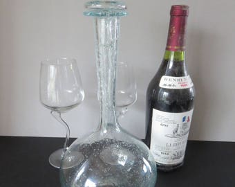 Carafe Vintage , En Verre Soufflé , Années 60' , France