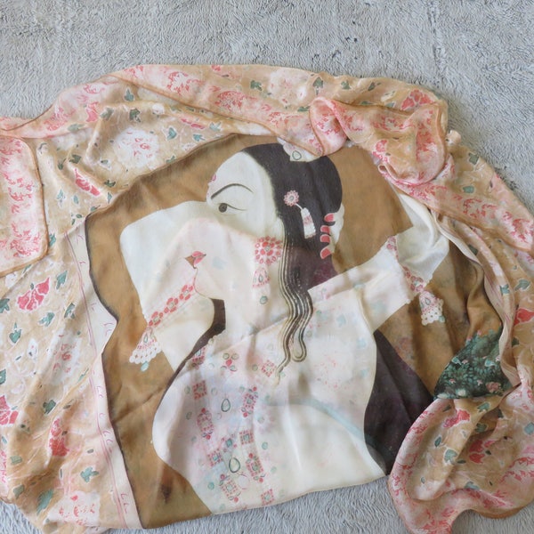 Shawl, Large Scarf, Silk Scarf, Gokan Kobo Stole, Pure Silk, Vintage, Made in Italy, GOKAN KOBO