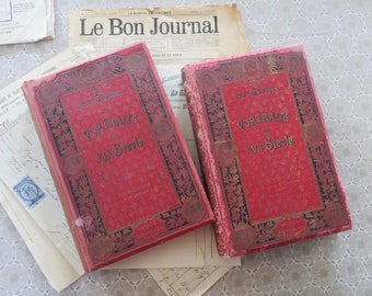 Lot of Two Old Books by Léon Gauthier, Portraits from the 17th and 19th Century, France End of the 19th Century