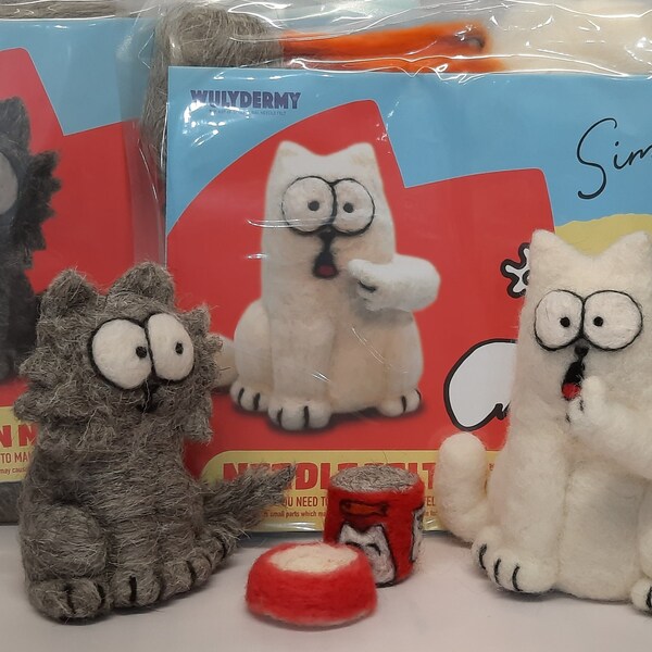 Simon's Cat and Kitten Needle Felt  Kits  100% BRITISH WOOL