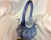FENTON Purple White Basket Twisted Handle Ruffled Rim