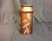 Heintz Art Sterling Calla Lily on Bronze Vase 3802 Brown Patina