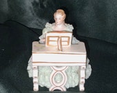 Irish Dresden Rosemary on Piano Emerald Collection Muller Volkstedt MZ ca. 1980s