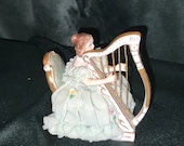 Irish Dresden Christine on Harp Emerald Collection Muller Volkstedt MZ ca. 1980s