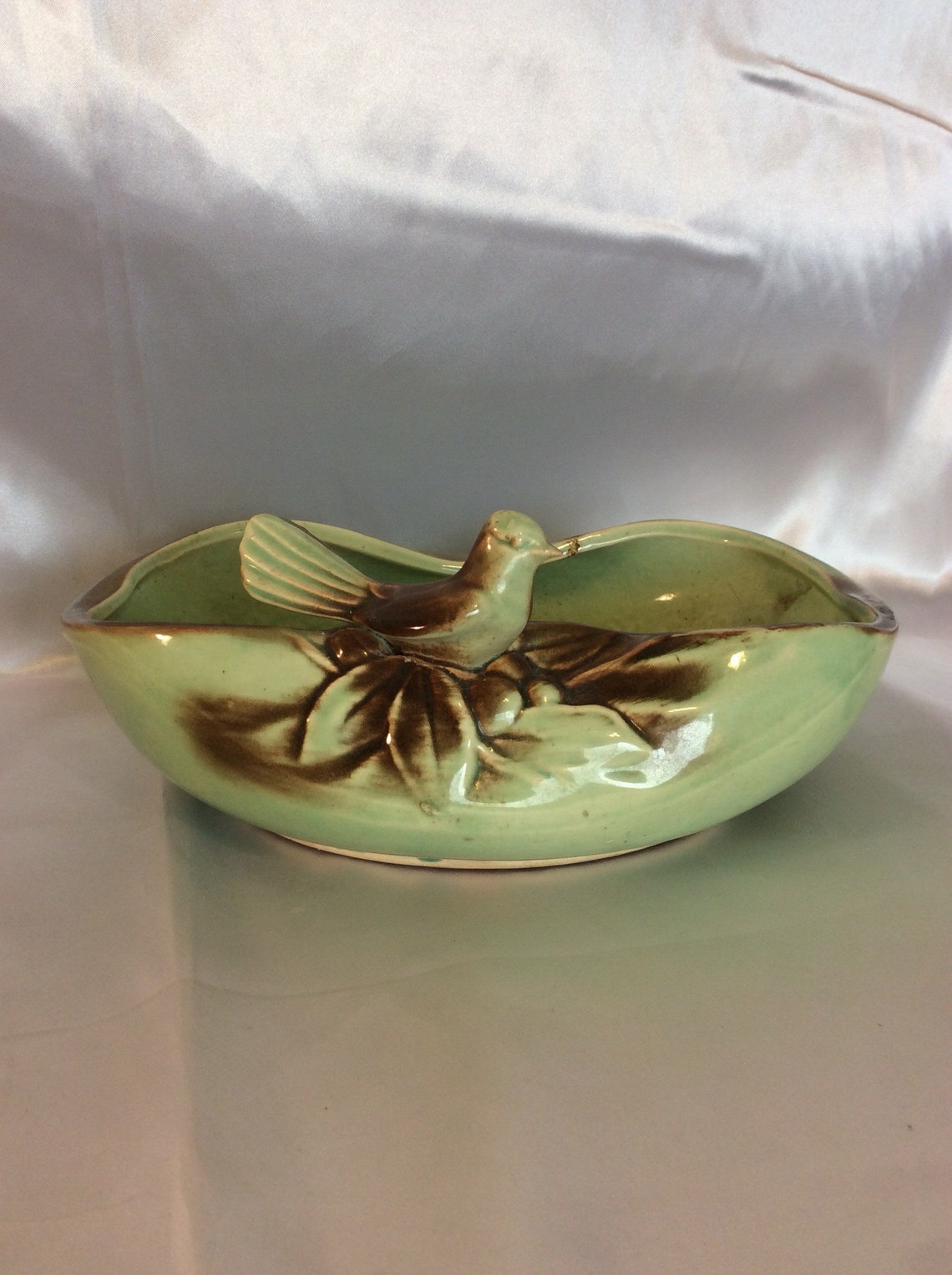 Mccoy Vintage Green Novelty Bowl Bird in Tree Ca. 1950 Etsy