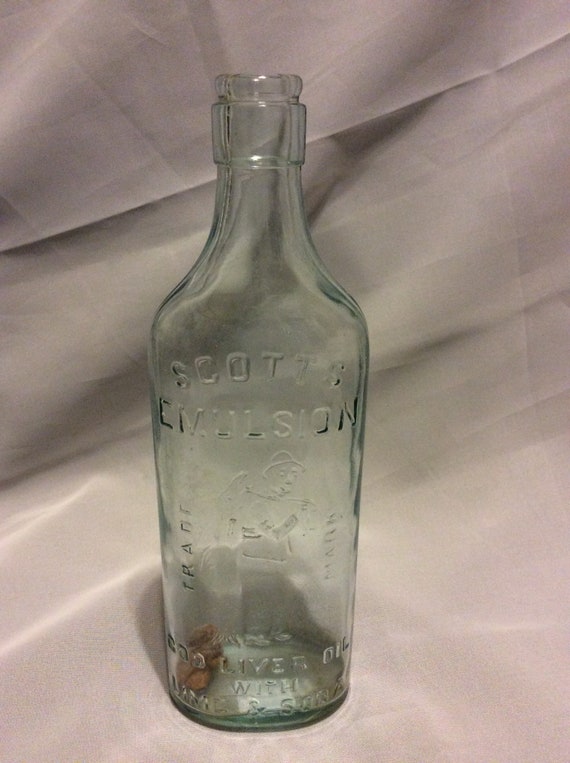 Antique Scotts Emulsion Cod Liver Oil Lime And Soda Bottle Etsy