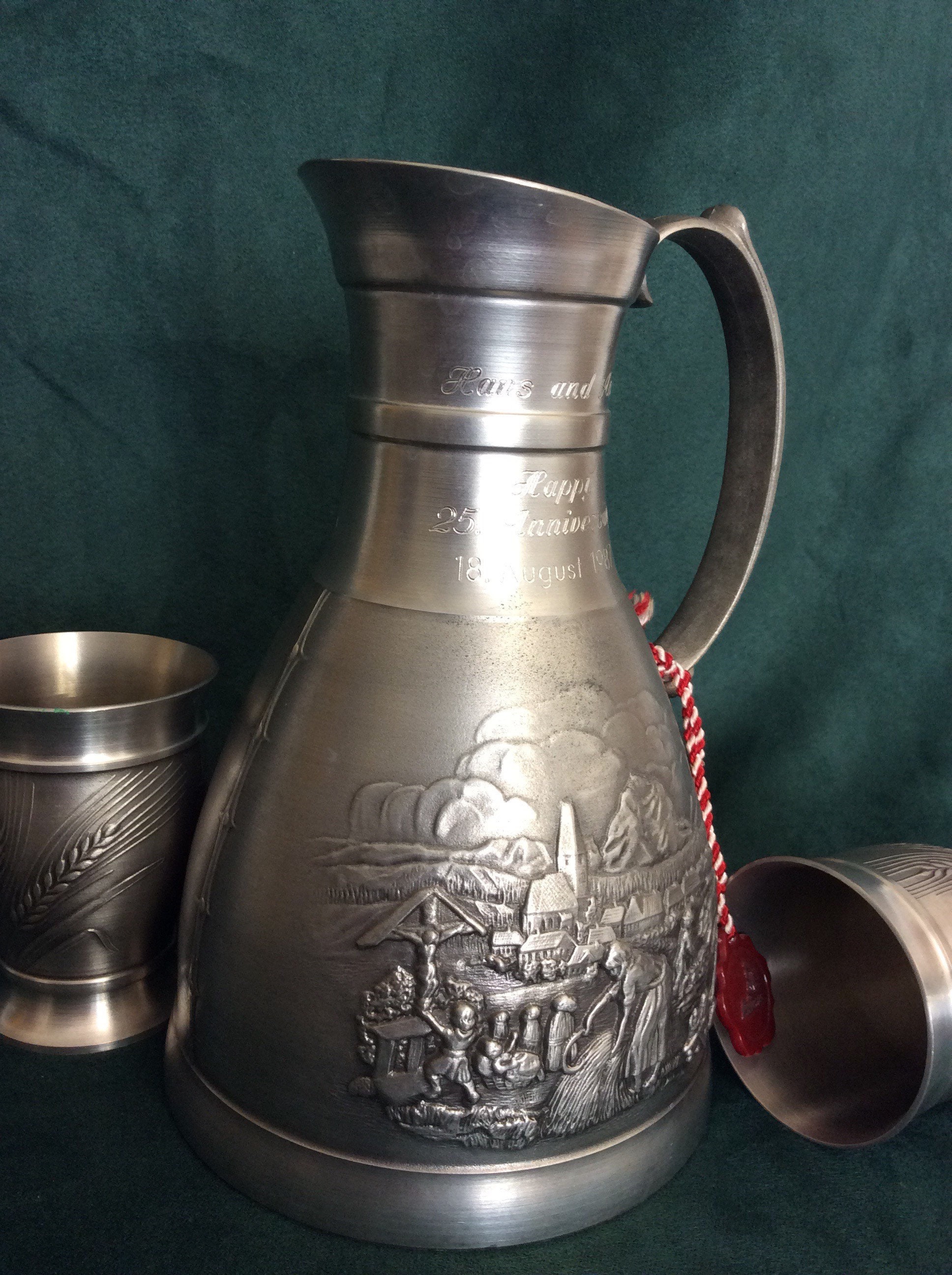 Pewter 95 Zinn Pitcher and Cups Made in Austria Etsy