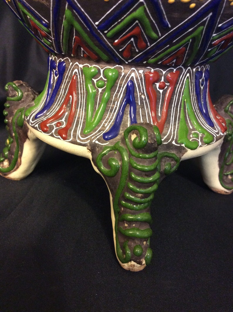 Antique Japanese Satsuma Foo Dog Finial Footed Urn Ginger Jar Etsy