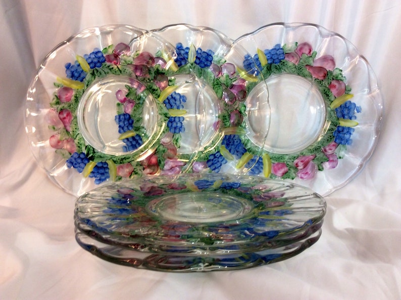 EAPG Goofus Glass Dinner Plates With Fruit Pressed Bottom Etsy